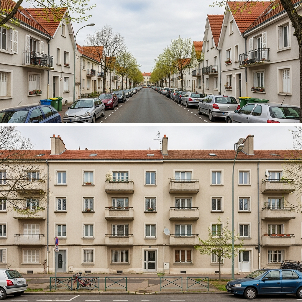 Vue de la rue Alfred de Musset à Orly avec des propriétés immobilières