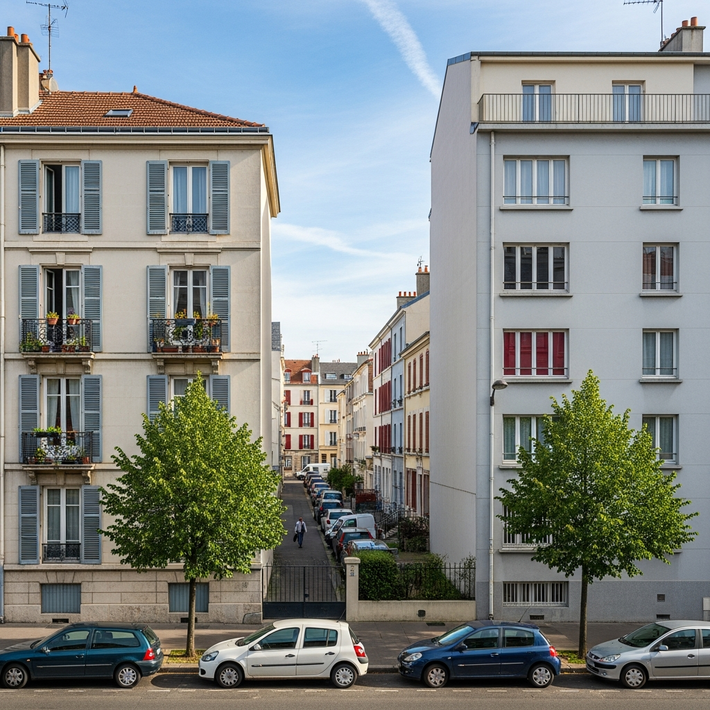 Vue de la rue Camille Guérin à Orly avec des maisons et immeubles