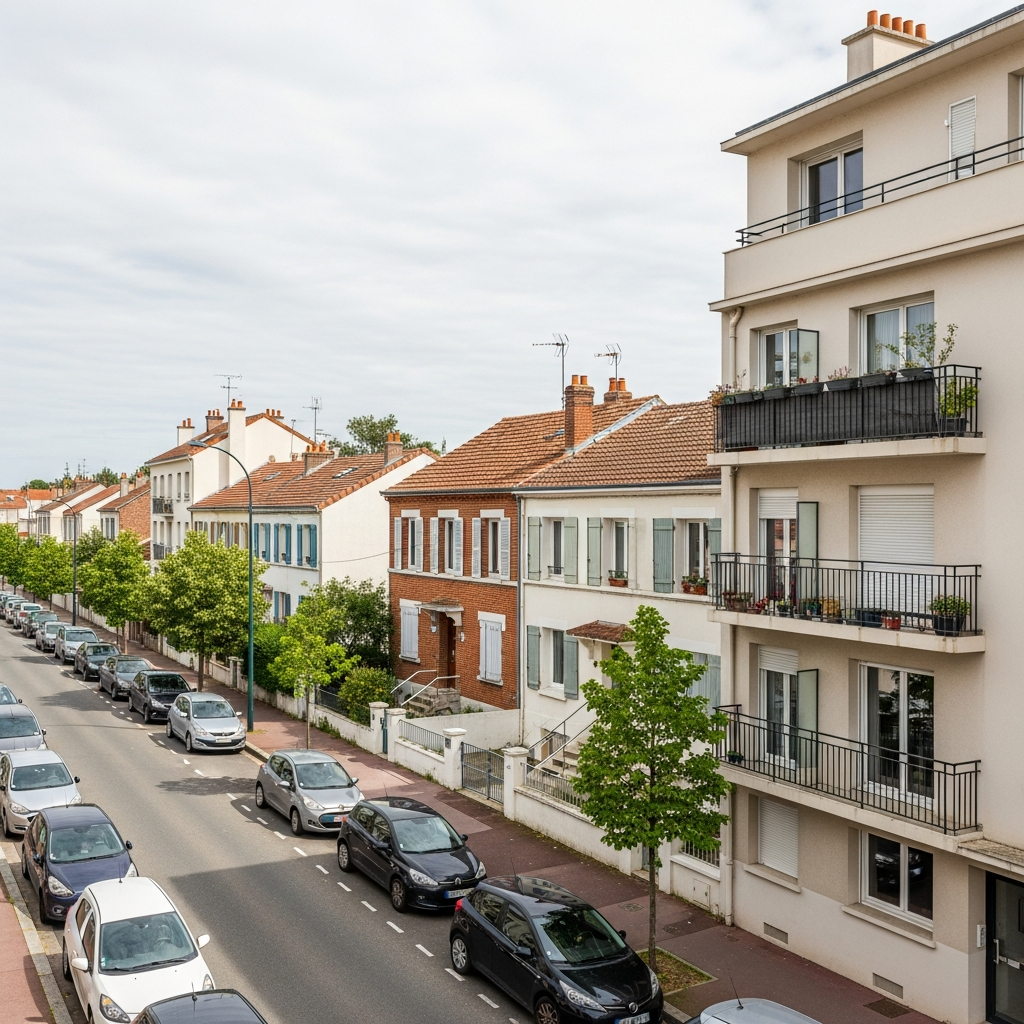 Vue de la rue des Hautes Bornes à Orly avec des immeubles résidentiels