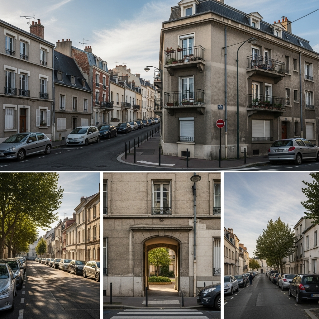 Vue aérienne de la Rue du Verger à Orly avec indication des prix au m²